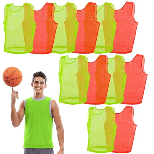 51ykxaHkaOL.jpg Scrimmage Vest Pinnies 12pk in Red and Blue – Youth, Teens and Adult Sizes – Nylon Mesh Jerseys for Any Sport