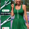 51yuwEEAZbL.jpg Women Tennis Dress with Built in Shorts and Bra Pleated Golf Dress Seamless Athletic Dress
