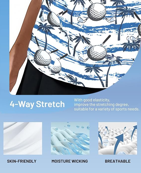 616y1Pk65qL.jpg Hawaiian Golf Shirts for Women Funny Print Polo Shirt for Women Moisture Wicking Athletic Tees Golf Tops Golf Gifts