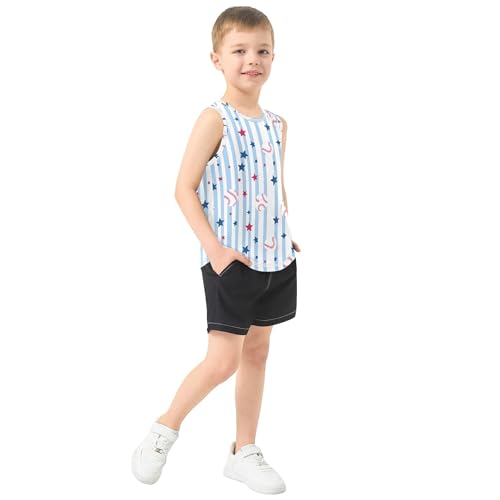 315k3zay52L.jpg Blue Stripes Baseball Boy Athletic Tank Tops Sleeveless Toddler Vest Kids Muscle Shirts for Beach Travel Sports 3T