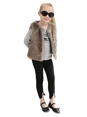 Little Girls Solid Faux-Fur Villus Fleece Vest Jacket Winter Stylish Thick Warm Waistcoat 1-6 Years