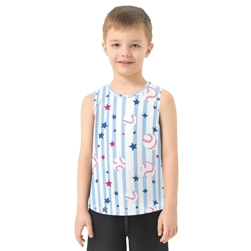 31DrW8vIDWL.jpg Blue Stripes Baseball Boy Athletic Tank Tops Sleeveless Toddler Vest Kids Muscle Shirts for Beach Travel Sports 3T