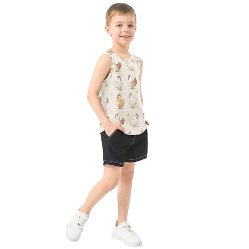 31QFwM685ZL.jpg Cartoon Cute Chicken Beige Boys Tank Top Sleeveless Summer Vest Tee Kids Casual Stylish Shirt for Beach Travel 3T