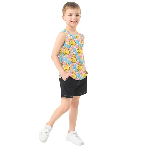 31SuFKBCauL.jpg Cute Yellow Duck Blue Pink Boys Athletic Tank Top Sleeveless Teens Vest Youth Sports Tshirts for Golf Swim Bike 3T