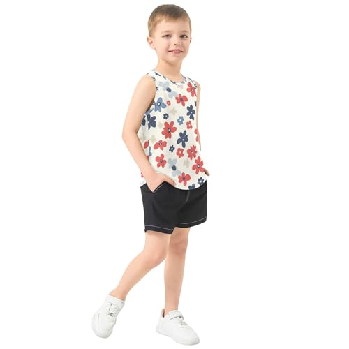 31V9YGPcXDL.jpg Retro Colorful Flowers Boys Tank Top Sleeveless Teens Vest Volleyball Shirts for Outdoor Beach Fitness Work Out 3T