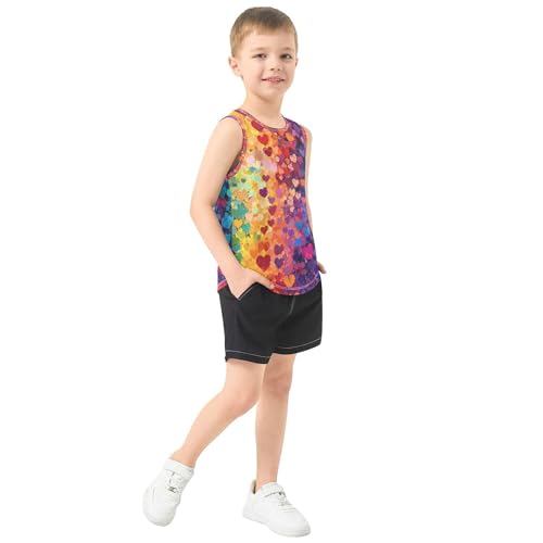 31ZDdx7hfFL.jpg Colorful Hearts Rainbow Tank Tops for Boys Sleeveless Kids Vest Kids Active Shirt for Gym Swim Beach Outdoor 3T
