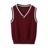 31kYcSTog1L.jpg Kids Girls Sleeveless Knitted Sweater V Neck Pullover Ribbed Knit Cotton Vests Youth Boys Stylish School 𝗨nifom Top
