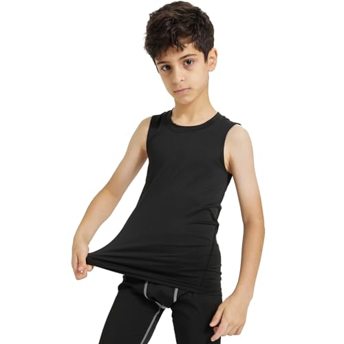 31mSXHWdHhL.jpg Boys Compression Tank Tops Athletic Sleeveless Shirt Youth Quick Dry Undershirt Workout Baselayer Football T Shirts
