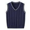 410riIqzm2L.jpg Girls Boys Kids Knit Sweater Vest Casual Loose Sleeveless V-Neck Pullover Preppy Knitted Sweater Vest Fall Winter Tops