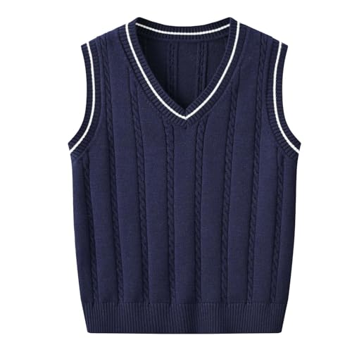 410riIqzm2L.jpg Girls Boys Kids Knit Sweater Vest Casual Loose Sleeveless V-Neck Pullover Preppy Knitted Sweater Vest Fall Winter Tops