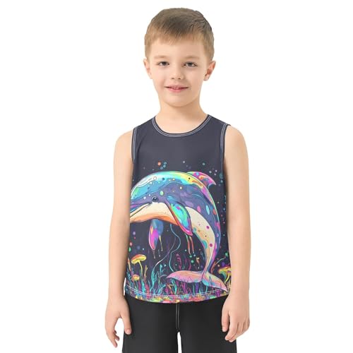 411qzm458-L.jpg Cute Dolphin Children Athletic Tank Top Sleeveless Toddler Vest Kids Shirt for Gym Swim Beach Outdoor 3T