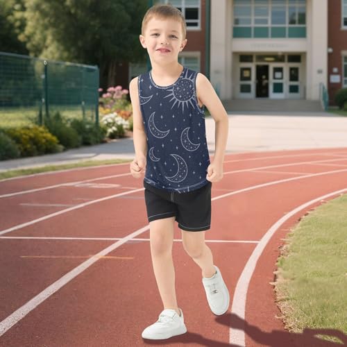 413KYfUkrJL.jpg Sun Moon Stars Blue Boys Tank Top Shirt Sleeveless Toddler Vest Boys Summer Crew Neck Undershirts for Beach Fitness 3T