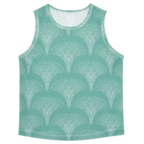 4143O6QewHL.jpg Leaves Tank Top for Children Sleeveless Summer Vest Tee Active Shirts for Outdoor Beach Fitness Work Out 3T