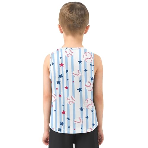 415lCWKtneL.jpg Blue Stripes Baseball Boy Athletic Tank Tops Sleeveless Toddler Vest Kids Muscle Shirts for Beach Travel Sports 3T