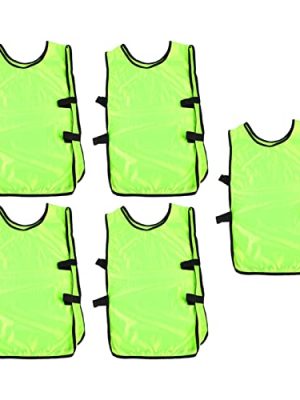 5 Pcs Training Vest Universial Round Neck Soccer Pennies 22x13.7 Inch Fabric Basketball Athletic Pinnies Football Bibs for Kids,