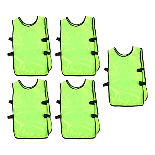 4176U0Ji-8L.jpg 5 Pcs Training Vest Universial Round Neck Soccer Pennies 22x13.7 Inch Fabric Basketball Athletic Pinnies Football Bibs for Kids,
