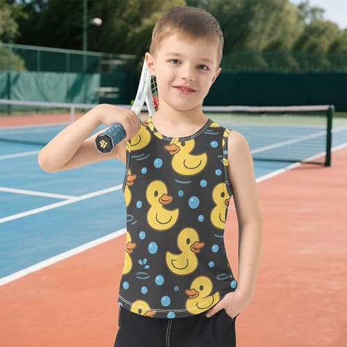 417W0caquuL.jpg Yellow Rubber Duck Dark Boys Tank Top Sleeveless Casual Vest Tees Kids Shirt for Soccer Teenis Exercise Beach 3T