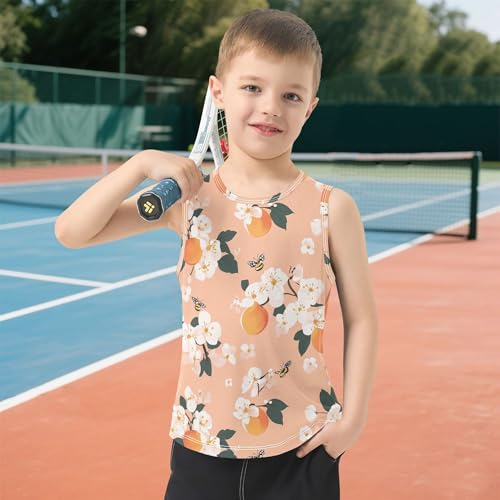 4189mdMJN9L.jpg Cute Serviceberry Fruit Peach Boys Tank Tops Sleeveless Casual Vest Tees Active Shirts for Outdoor Beach Work Out 3T