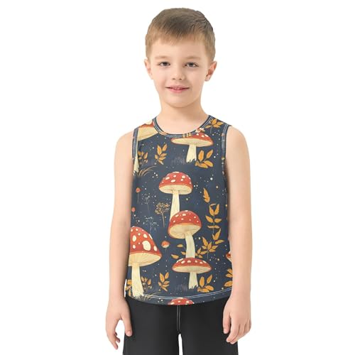 419yHVCfh0L.jpg Cartoon Cute Mushrooms Children Tank Tops Sleeveless Toddler Vest Kids Boys Tshirts for Golf Swim Bike Jog 3T