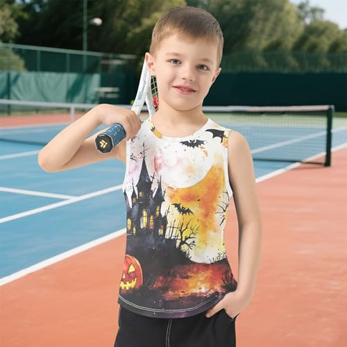 41AtJIEDEML.jpg Halloween Bats Pumpkin Boys Athletic Tank Tops Sleeveless Summer Vest Teoddler Boy Shirts for Surfing Vacation Swim 3T