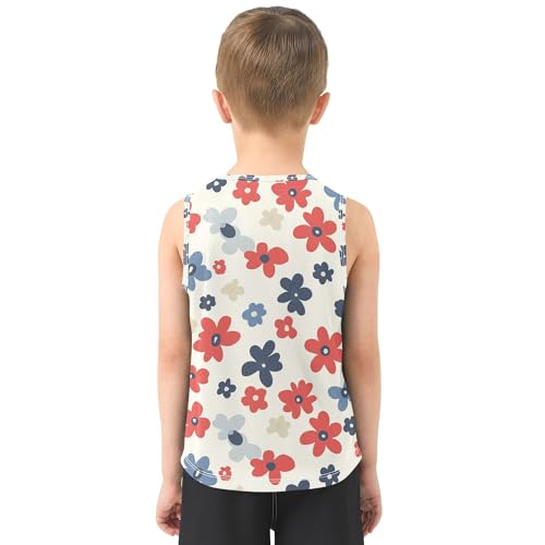 41B7zxKXoL.jpg Retro Colorful Flowers Boys Tank Top Sleeveless Teens Vest Volleyball Shirts for Outdoor Beach Fitness Work Out 3T