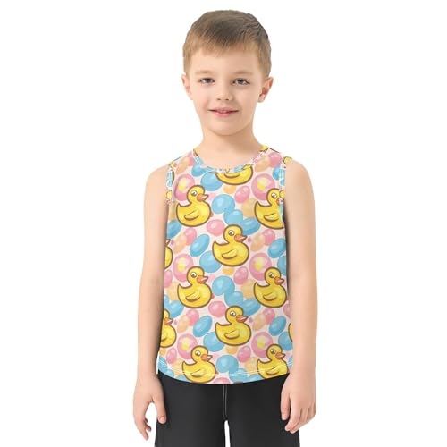 41ISgnYK12L.jpg Cute Yellow Duck Blue Pink Boys Athletic Tank Top Sleeveless Teens Vest Youth Sports Tshirts for Golf Swim Bike 3T