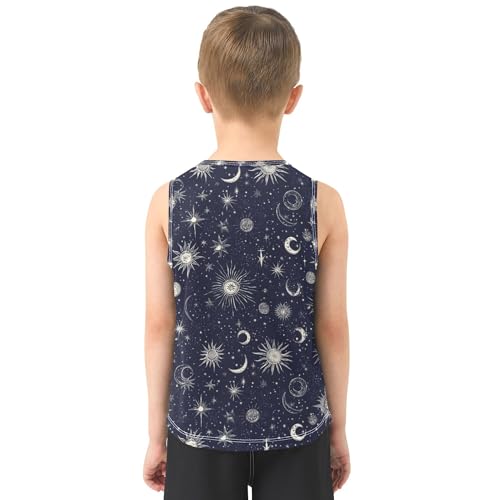 Starry Night Stars Sun Moon Boys Tank Tops Sleeveless Casual Vest Tees Active Tees for Biking Surfing Vacation Swim 3T