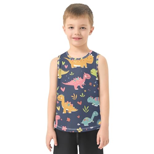 41KaE7PyuAL.jpg Cute Funny Dinosaurs Boys Athletic Tank Top Sleeveless Vest Tees Boys Workout Shirts for Travel Volleyball 3T