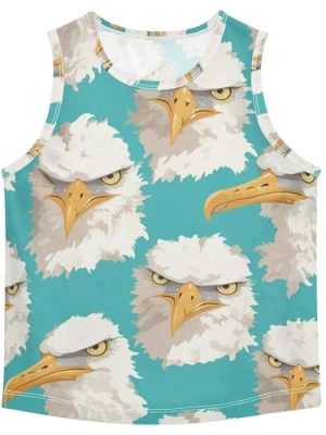 Cartoon Albatross Face Green Boys Tshirts Tank Tops Sleeveless Vest Tees Beach Casual Clothes for Gym Swim Beach 3T