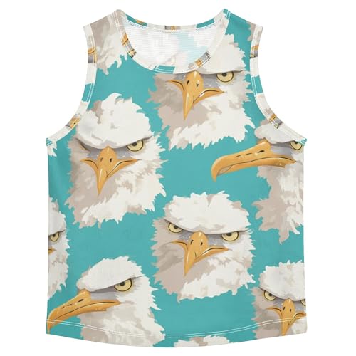 41LYs1o6ZHL.jpg Cartoon Albatross Face Green Boys Tshirts Tank Tops Sleeveless Vest Tees Beach Casual Clothes for Gym Swim Beach 3T