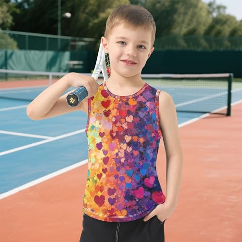 41MHa8XydAL.jpg Colorful Hearts Rainbow Tank Tops for Boys Sleeveless Kids Vest Kids Active Shirt for Gym Swim Beach Outdoor 3T