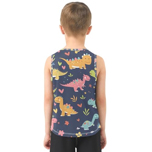 41R65oRajeL.jpg Cute Funny Dinosaurs Boys Athletic Tank Top Sleeveless Vest Tees Boys Workout Shirts for Travel Volleyball 3T