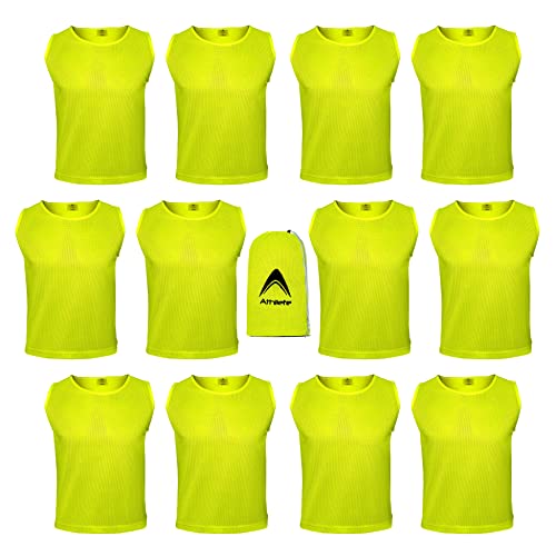 12 pcs Duramesh Pinnies/Scrimmage Vest - Kids Youth and Adult Pinnies, Numbered Penny Jerseys for Soccer