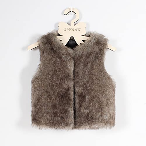41WecgJqkWL.jpg Little Girls Solid Faux-Fur Villus Fleece Vest Jacket Winter Stylish Thick Warm Waistcoat 1-6 Years