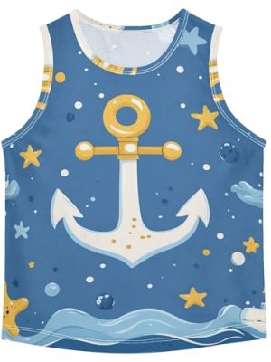Cartoon Stars Ships Tank Tops for Boys Sleeveless Casual Vest Tees Toddler Boys Undershirts for Work Out 3T