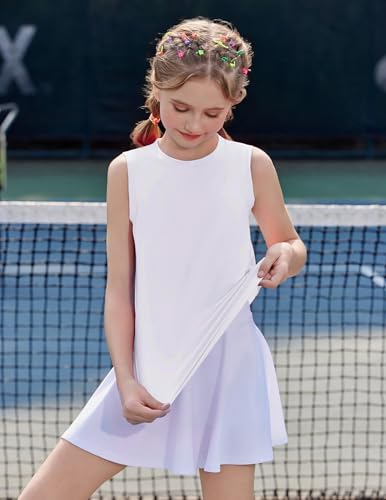 41dF4mWDu8L.jpg Girls Athletic Tank Tops High-Low Hem Loose Fit Summer Top Kids Sleeveless Sport Shirts 5-14 Years