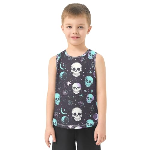 41eZd0oik4L.jpg Cute Skulls Stars Boys Tank Top Sleeveless Kids Vest Kids Shirt for Workout Gym Fitness Cycling Swimming 3T