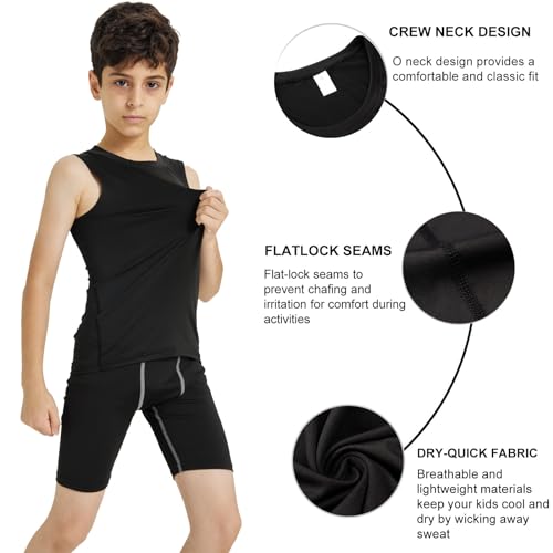 41ha94CdygL.jpg Boys Compression Tank Tops Athletic Sleeveless Shirt Youth Quick Dry Undershirt Workout Baselayer Football T Shirts