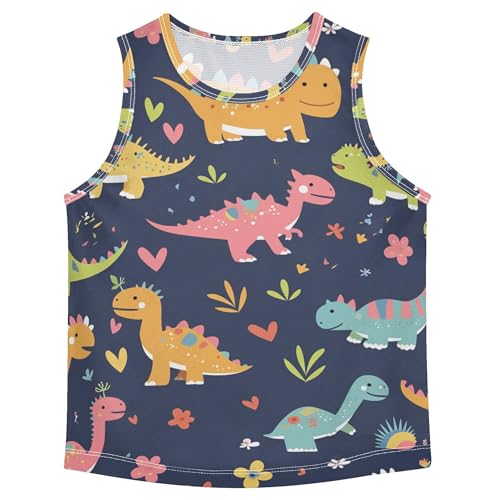 41kx64w333L.jpg Cute Funny Dinosaurs Boys Athletic Tank Top Sleeveless Vest Tees Boys Workout Shirts for Travel Volleyball 3T