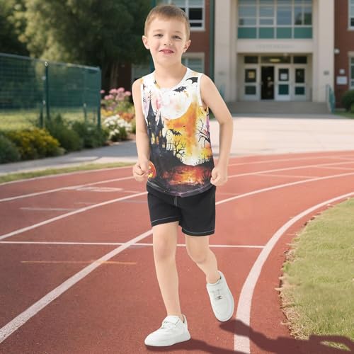 41oBodKcrL.jpg Halloween Bats Pumpkin Boys Athletic Tank Tops Sleeveless Summer Vest Teoddler Boy Shirts for Surfing Vacation Swim 3T