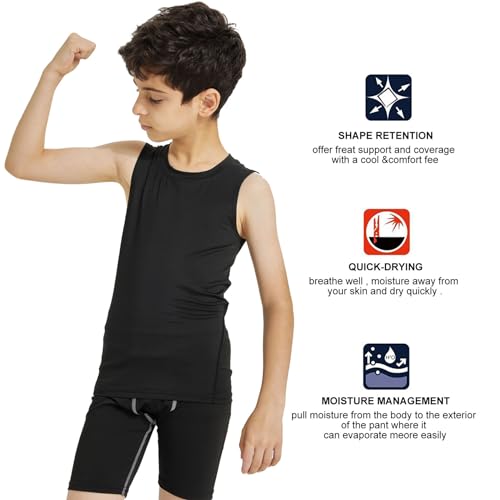 41oIq2GU7yL.jpg Boys Compression Tank Tops Athletic Sleeveless Shirt Youth Quick Dry Undershirt Workout Baselayer Football T Shirts