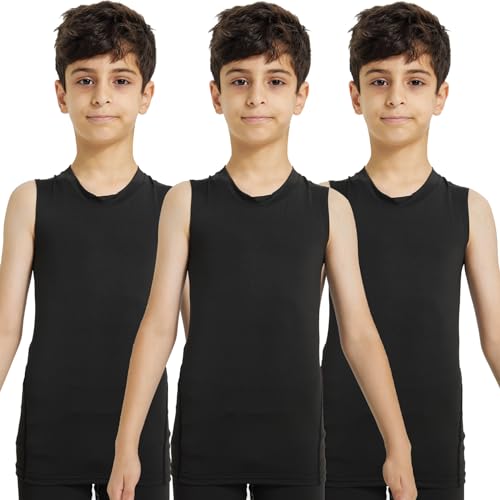 41oYDSWp7zL.jpg Boys Compression Tank Tops Athletic Sleeveless Shirt Youth Quick Dry Undershirt Workout Baselayer Football T Shirts