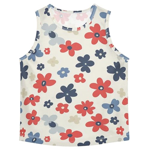 41q5pNMcWxL.jpg Retro Colorful Flowers Boys Tank Top Sleeveless Teens Vest Volleyball Shirts for Outdoor Beach Fitness Work Out 3T