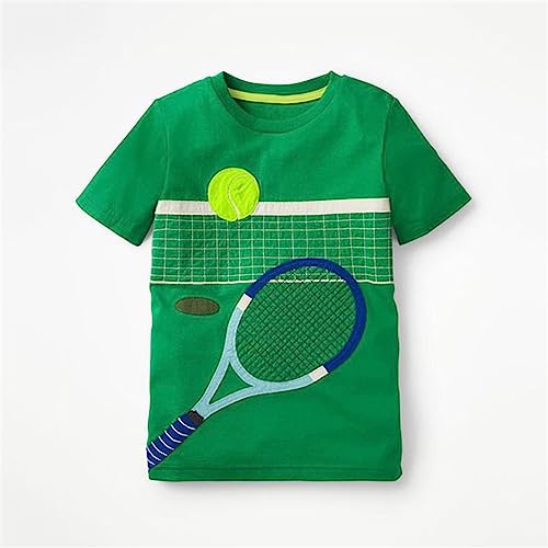 41uM-RXW1-L.jpg Toddler Sport Tshirt Kids Basketball Tennis Printed Shirts Summer Crewneck Tops Little Boys Girls Soft Cotton Boys' Tops