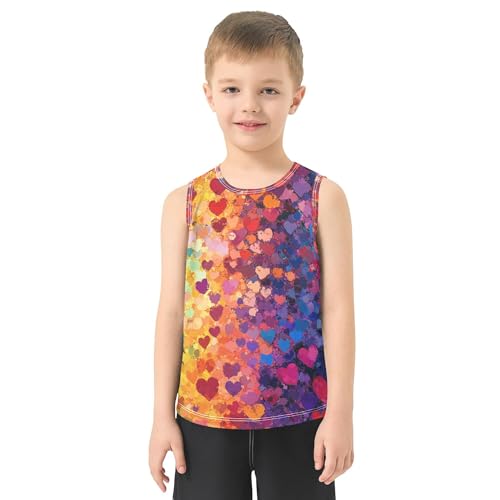 41v2LpvPb9L.jpg Colorful Hearts Rainbow Tank Tops for Boys Sleeveless Kids Vest Kids Active Shirt for Gym Swim Beach Outdoor 3T
