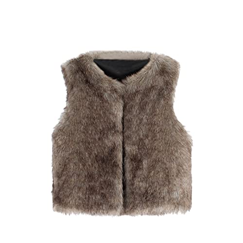 41vTn0pTyBL.jpg Little Girls Solid Faux-Fur Villus Fleece Vest Jacket Winter Stylish Thick Warm Waistcoat 1-6 Years