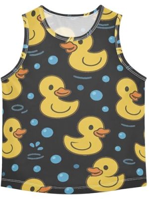 Yellow Rubber Duck Dark Boys Tank Top Sleeveless Casual Vest Tees Kids Shirt for Soccer Teenis Exercise Beach 3T