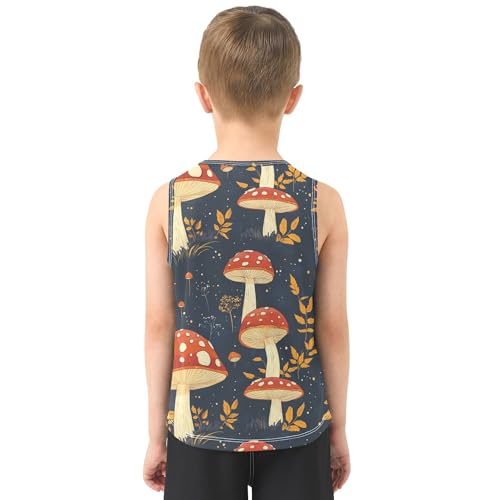 41yUzuChW7L.jpg Cartoon Cute Mushrooms Children Tank Tops Sleeveless Toddler Vest Kids Boys Tshirts for Golf Swim Bike Jog 3T
