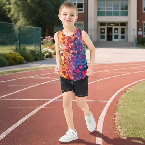 511w-qtlEuL.jpg Colorful Hearts Rainbow Tank Tops for Boys Sleeveless Kids Vest Kids Active Shirt for Gym Swim Beach Outdoor 3T
