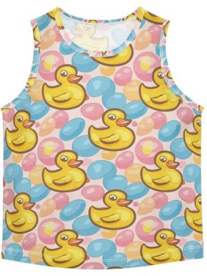 Cute Yellow Duck Blue Pink Boys Athletic Tank Top Sleeveless Teens Vest Youth Sports Tshirts for Golf Swim Bike 3T